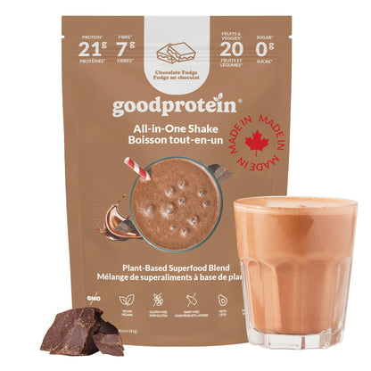 Good Protein Vegan Plant-based Protein Powder 100% Natural, Non-GMO, Dairy-free, Gluten-free, Soy-free, No Added Sugar and Nothing Artificial. Chocolate Fudge All-in-One Shake 880 grams