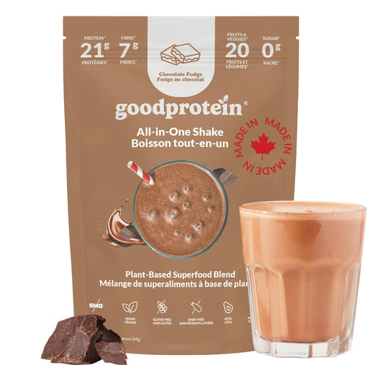 Good Protein Vegan Plant-based Protein Powder 100% Natural, Non-GMO, Dairy-free, Gluten-free, Soy-free, No Added Sugar and Nothing Artificial. Chocolate Fudge All-in-One Shake 880 grams