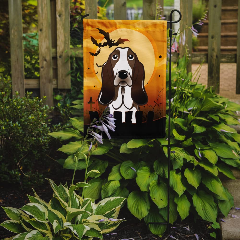 Caroline's Treasures BB1801GF Halloween Basset Hound Garden Size Flag, Small, Multicolor