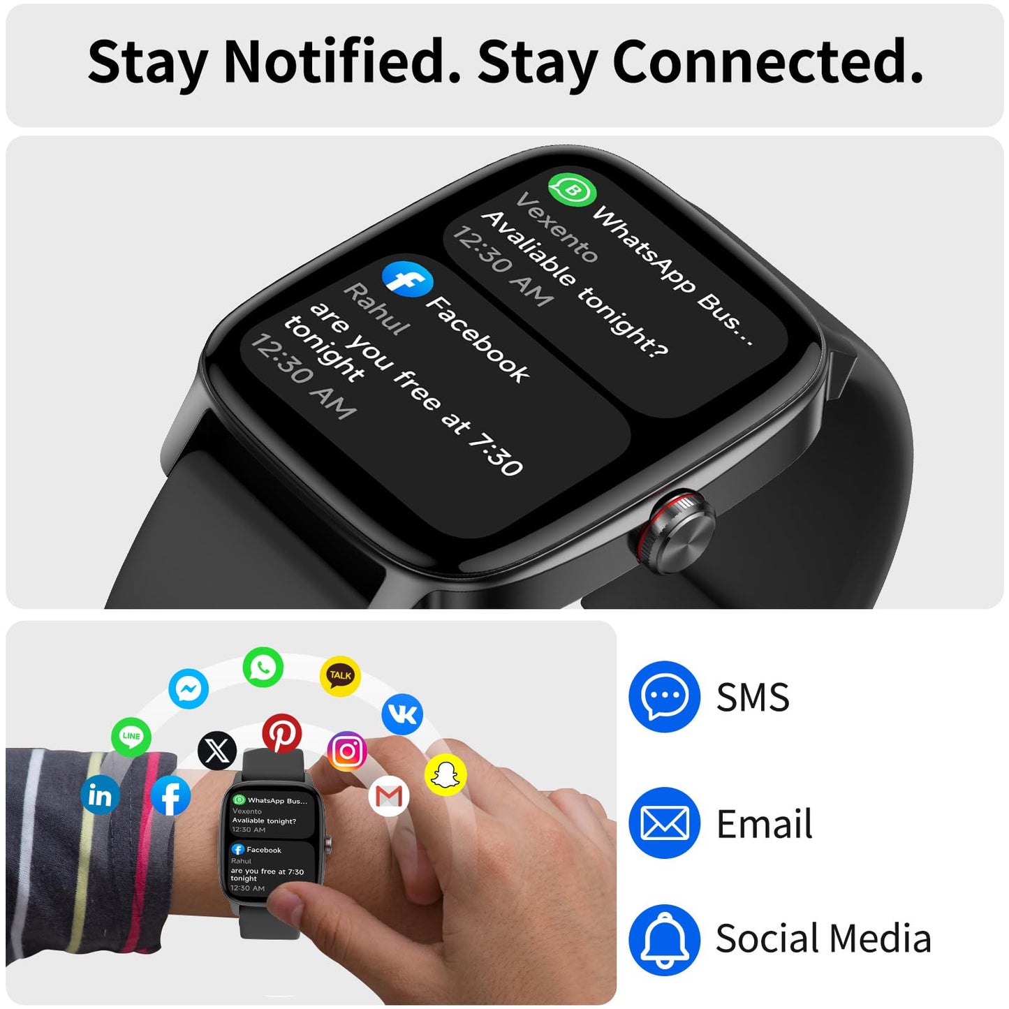 Smart Watch for Men Women, Bluetooth Call Smartwatch with AI Voice, 1.85" HD Fitness Watch, Heart Rate/Steps/Sleep Monitor, 100+ Sports Modes, IP68 Waterproof Watch for Android iOS - Available at All In One Marketplace Canada