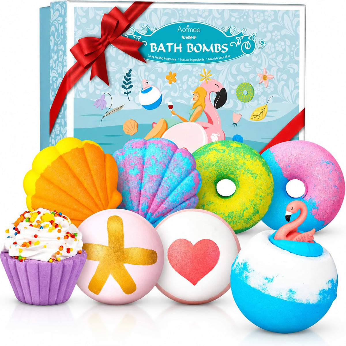 Bath Bombs - 8pcs Natural Bath Bombs for Women & Kids, Bubble Bath Spa Relaxation Gifts, Valentines day Birthday Stocking Stuffers Christmas for Women, Girlfriend, Her 🍁 All In One Marketplace Canada