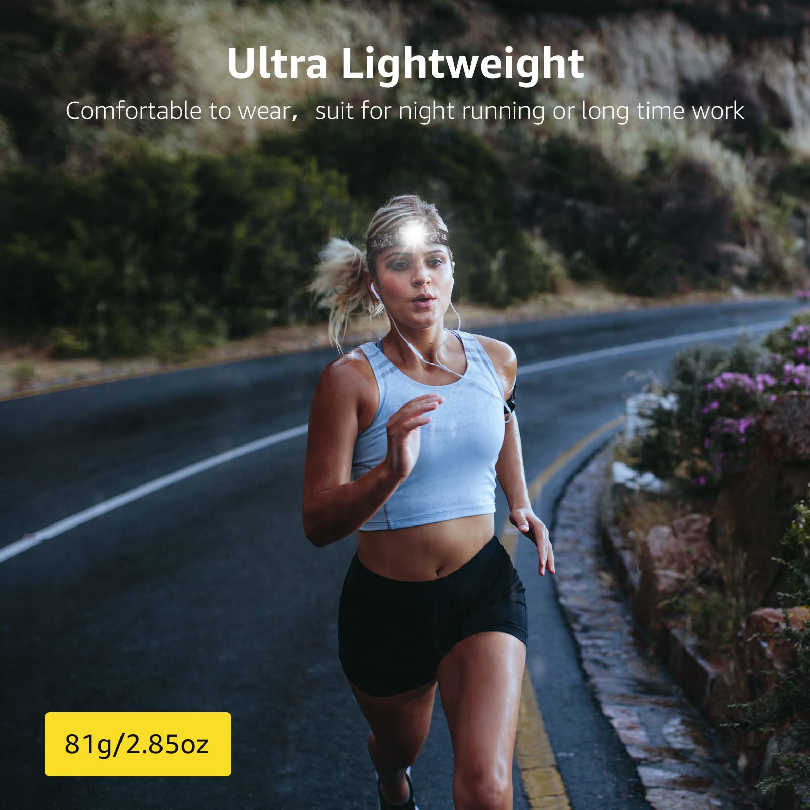 Lepro LED Headlamp Rechargeable, Super Bright Head Torch with Red Light & 5 Modes, Waterproof & Adjustable Headlight, Gear Essentials for Camping, Running, Hiking, Emergency (USB Cable Included) - Available at All In One Marketplace Canada