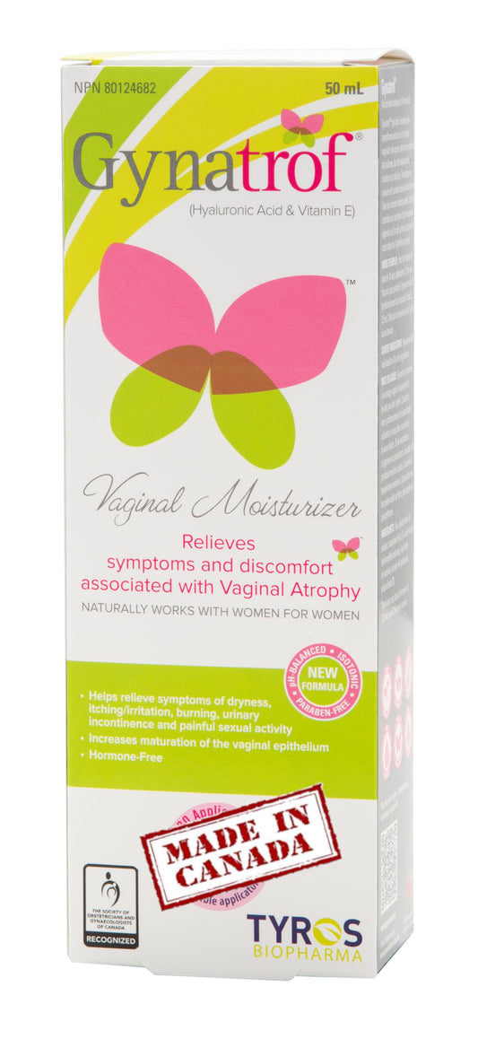 Gynatrof Natural Vaginal Moisturizer, Hyaluronic Acid and Vitamin E, Eliminates Vaginal Dryness, Fast Acting, Hormone Free and Fragrance Free, 50 ml - Available at All In One Marketplace Canada
