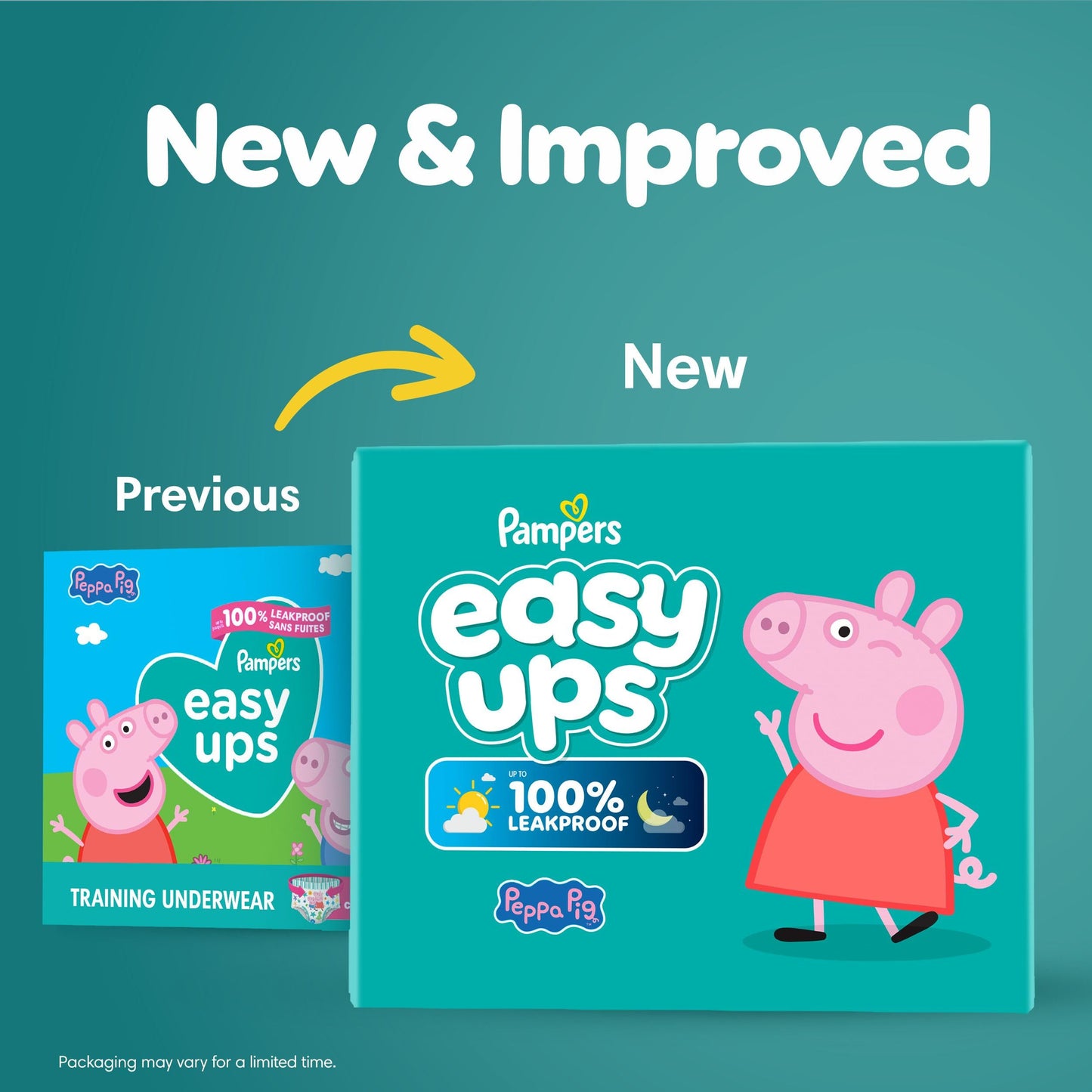 Pampers Easy Ups Girls & Boys Potty Training Pants, Size 7 (5T6T), Peppa Absorbent Training Underwear, Up to 100% Leakproof Day and Night, Hypoallergenic, 1 Pack (Count of 70)