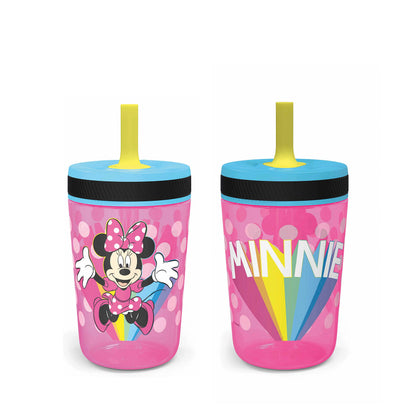 Zak Designs Disney Minnie Kelso 15oz Leak-Proof Toddler Straw Cups, 2-Pack