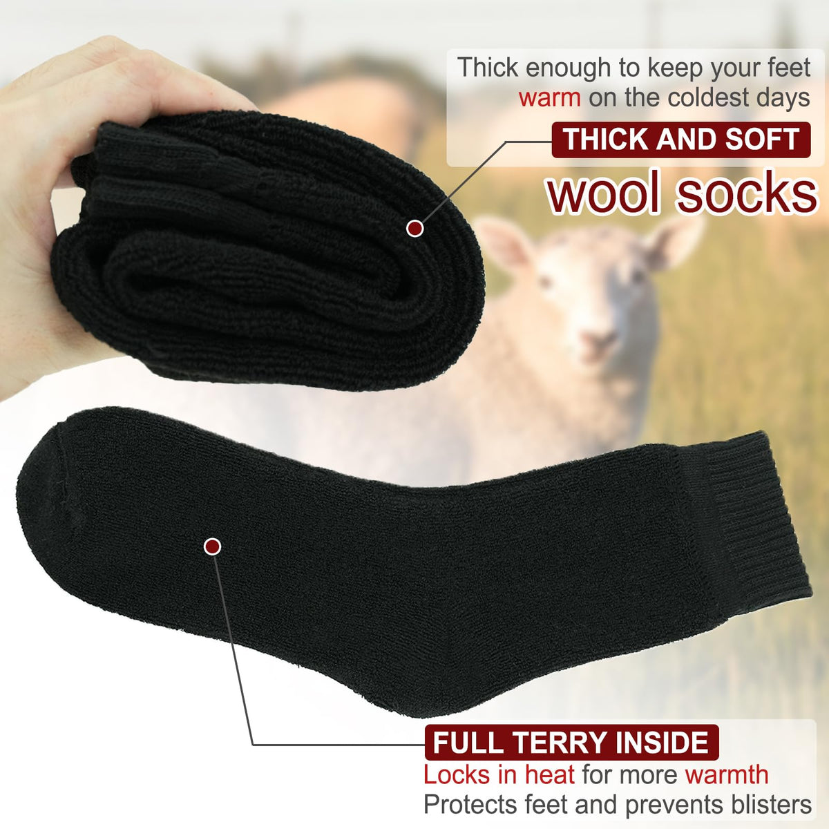 VoJoPi 5 Pairs Thermal Mens Socks Warm Wool Winter Thick Crew Socks for Men 🍁 All In One Marketplace Canada