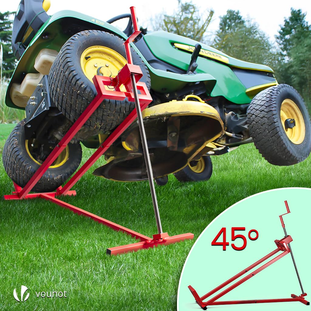 VOUNOT Ride on Lawn Mower Lift Jack, Telescopic Maintenance Jack for Lawn mowers and Garden Tractors, Weight Capacity 880 Lbs, Red VOUNOT