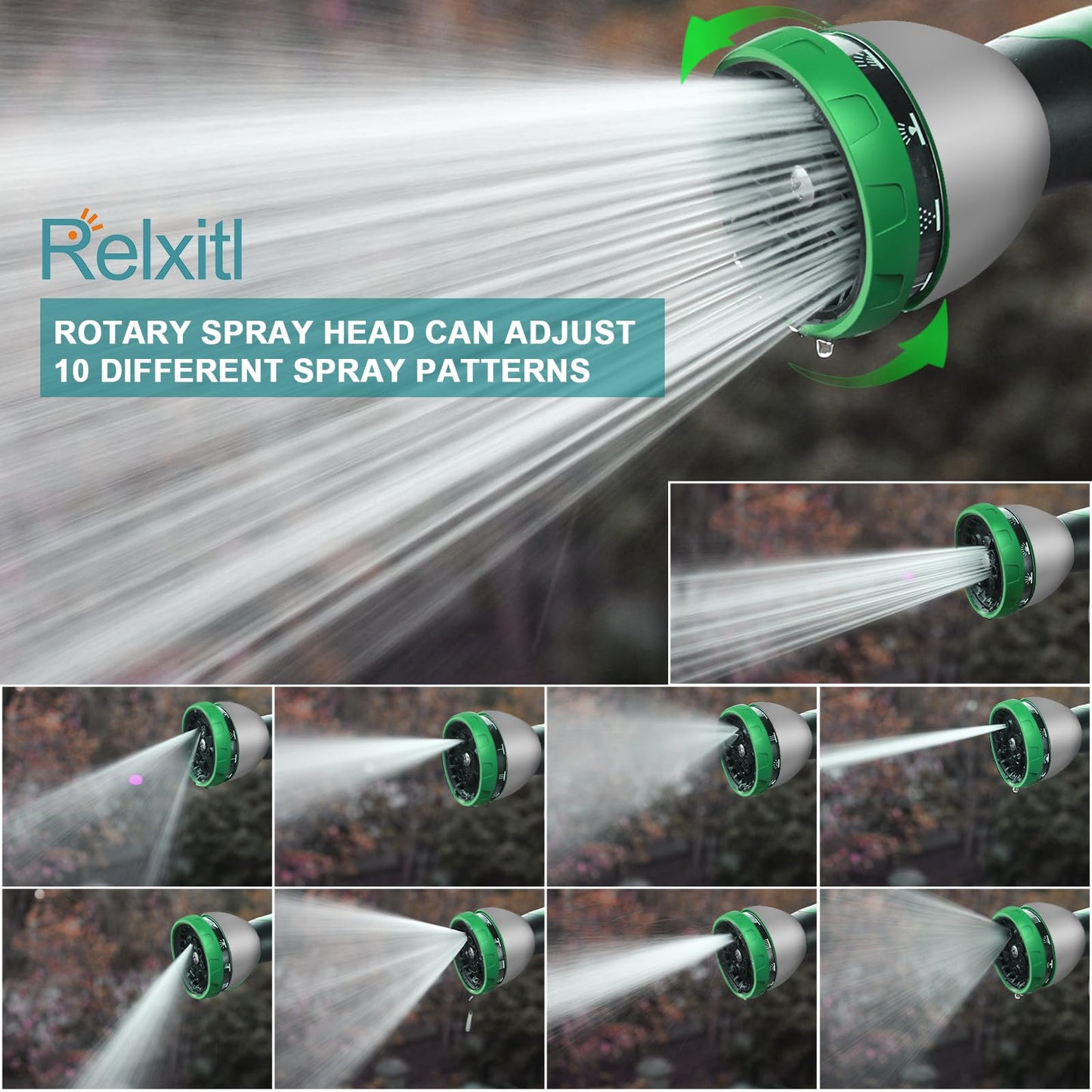 Expandable Garden Hose 100ft Flexible Water Hose, 10 Function Sprayer Nozzle, 3/4 Inch Solid Metal Fittings Lawn Yard Garden Outdoor Hose(Black and Green)