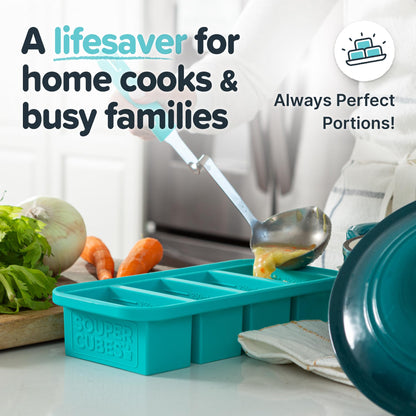 Souper Cubes 1 Cup Silicone Freezer Molds with Lids – Aqua - 2-Pack - Available at All In One Marketplace Canada