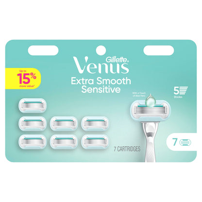 Gillette Venus Extra Smooth Sensitive, 1 Women’s Razor Blades for Sensitive Skin, 7 "5-Bladed" Razor Refills, 1 Pack (Count of 8) - Available at All In One Marketplace Canada