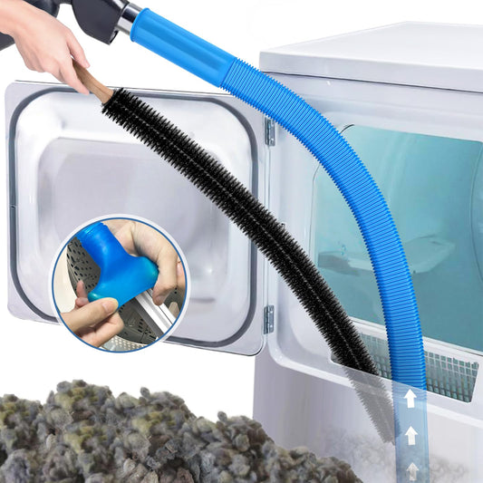PetOde 2 Pieces Dryer Vent Cleaning Kit, Dryer Vent Cleaner Lint Vacuum Attachment Compatible with Most Vacuum Cleaner and Flexible Dryer Lint Brush, Stretch Universal Connector Lint Remover, Blue