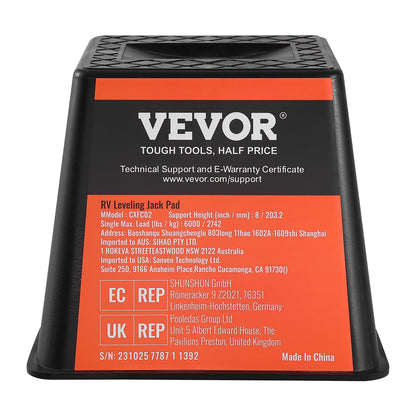 VEVOR Trailer Jack Block, 6000 lbs Capacity per RV Leveling Block, Polypropylene RV Camper Stabilizer Blocks, RV Travel Accessories Use for Any Tongue Jack, Post, Foot, 5th Wheels, 4-Pack VEVOR