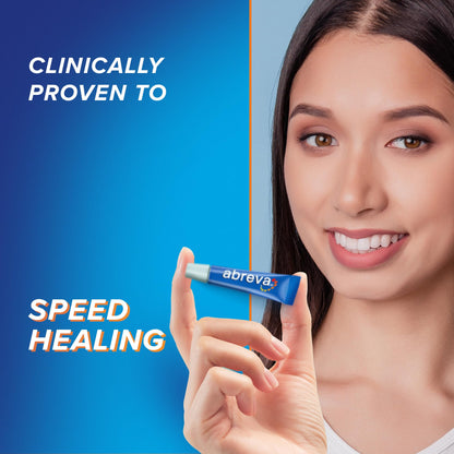 Crème Abreva Traitement de l'herpès labial, Guérit votre herpès labial en 4,1 jours*, Contient du docosanol pour protéger les cellules saines contre le virus, 2 g