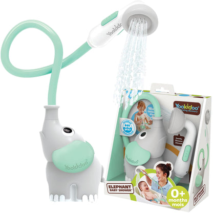 Yookidoo - Elephant Baby Bath Shower Head - Compact & Portable Baby Shower and Toy - Suitable for Newborns, Infants, and Toddlers - from Birth - Teal - 40212 - Available at All In One Marketplace Canada