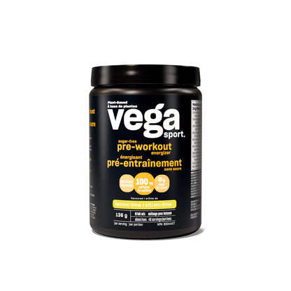 Vega Sport Sugar Free Pre-Workout Energizer, Lemon Lime (40 Servings) Vegan Preworkout Energy Powder, Gluten Free, 100mg Caffeine, Non GMO, 136g (Packaging May Vary) Vega
