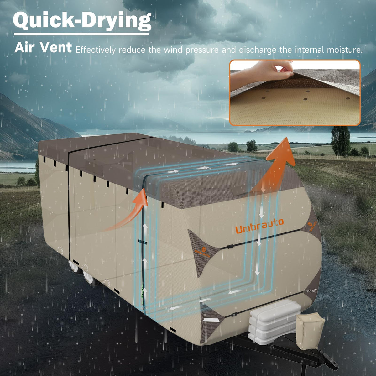 Umbrauto Travel Trailer RV Cover 30' ~ 33' – Upgraded 9-Layers Top Camper Cover, Waterproof & Windproof Heavy Duty Toy Hauler RV Cover for Winter Snow with Tongue Jack Cover, Gutter Covers 🍁 All In One Marketplace Canada