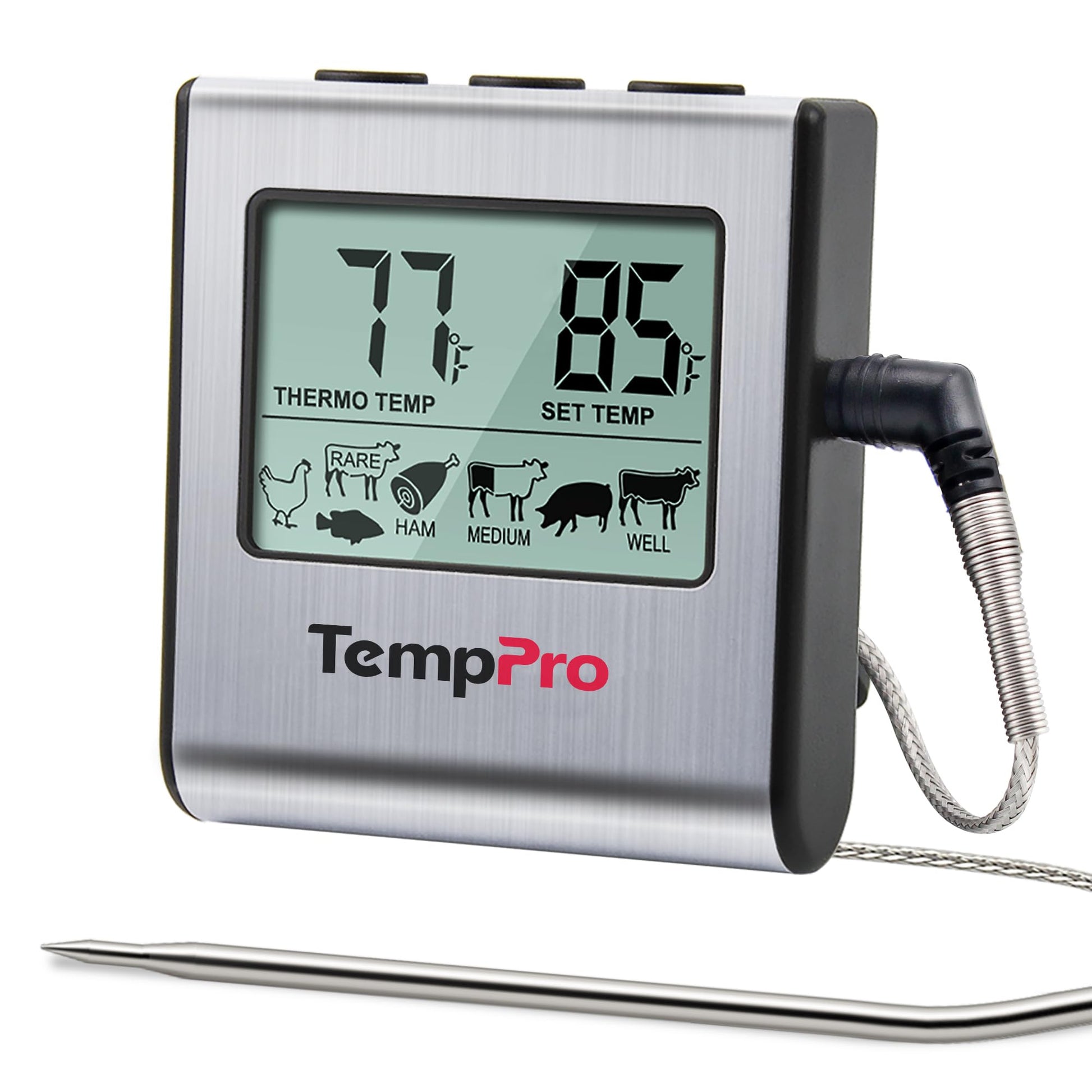 ThermoPro TP-16 Meat Thermometer with Stainless Steel Probe for Indoor Outdoor Use, Digital Cooking Thermometer for Grill, Barbecue, Oven, Smoker, Candy - Available at All In One Marketplace Canada