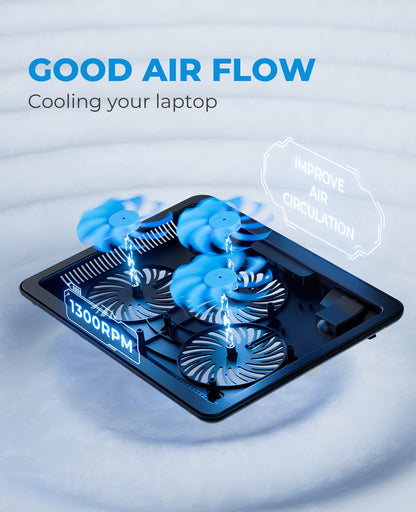HAVIT HV-F2056 15-17 Inch Laptop Cooler Cooling Pad - Slim Portable USB Powered (3 Fans)(Black+Blue)