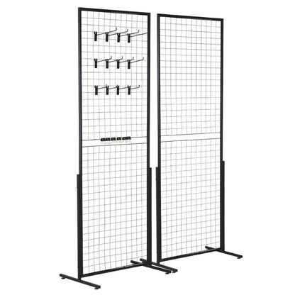 VEVOR 2' x 5.6' Grid Wall Panels Tower, 2 Packs Wire Gridwall Display Racks with T-Base Floorstanding, Double Side Gridwall Panels for Art Craft Shows, Retail Display with Extra Clips and Hooks 🍁 All In One Marketplace Canada