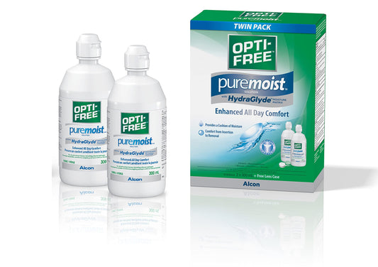 Opti-Free PureMoist with HydraGlyde Twin Pack, Multipurpose Contact Lens Solution, 2 x 300 ml - Available at All In One Marketplace Canada