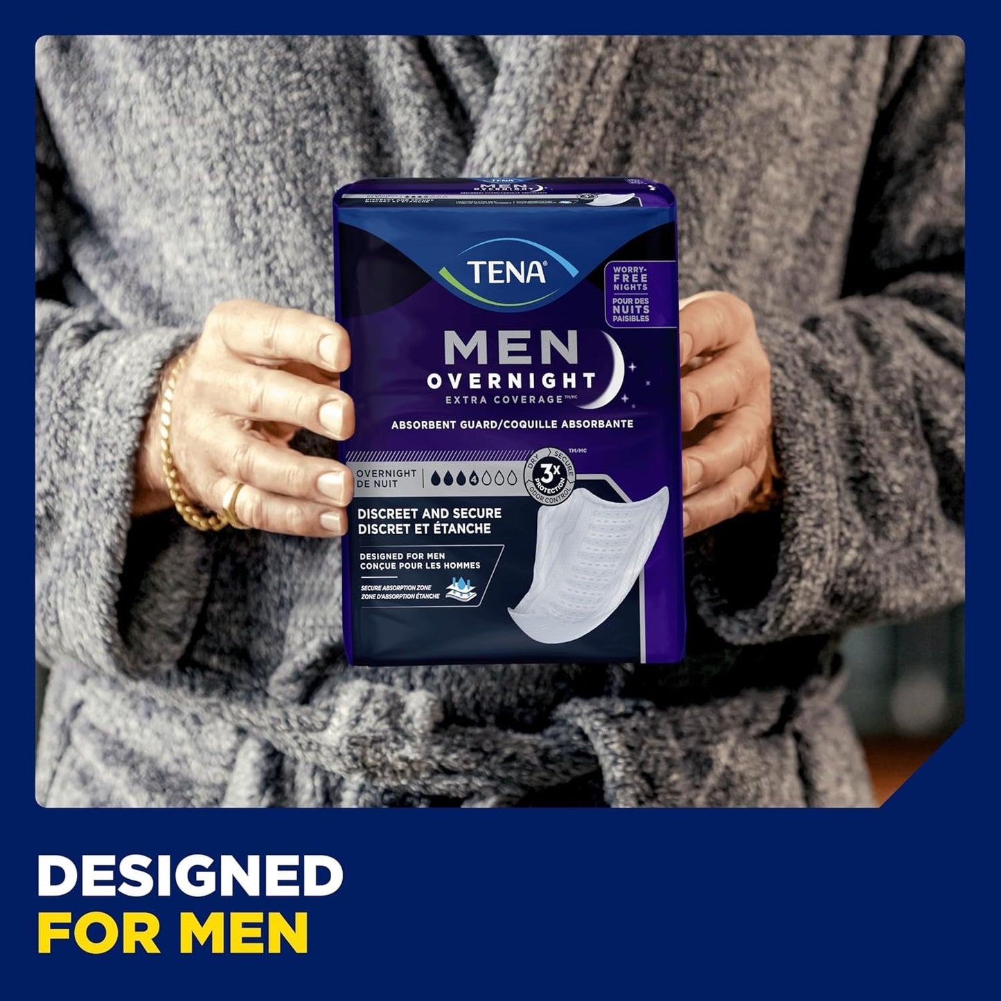 TENA Men Incontinence, Discrete Disposable, Guards, Comfortable Fit, Overnight Protection, Universal Fit, 90 Count 🍁 All In One Marketplace Canada