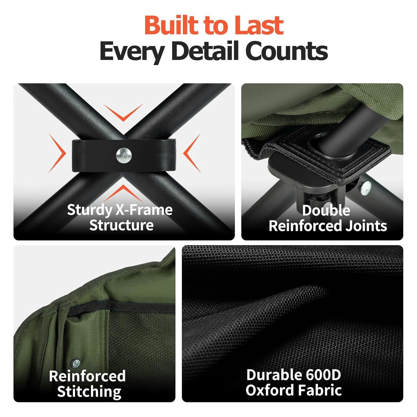 Overmont Oversized XL Camping Chair for Adults - 400lbs Support Heavy-Duty Padded Folding Chair with Side Pocket Cup Holder Cooling Bag for Outdoor Sports Garden Beach Fishing Lawn Green 🍁 All In One Marketplace Canada