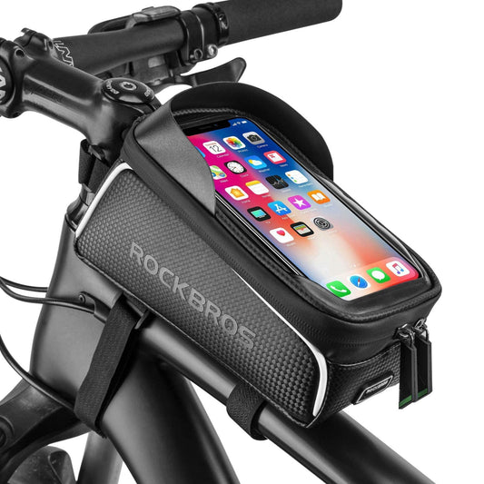 ROCKBROS Bike Phone Frame Bag 1.6L Bike Bag Waterproof Bike Accessories Touch Screen Bicycle Phone Case Compatible Phone Under 7”