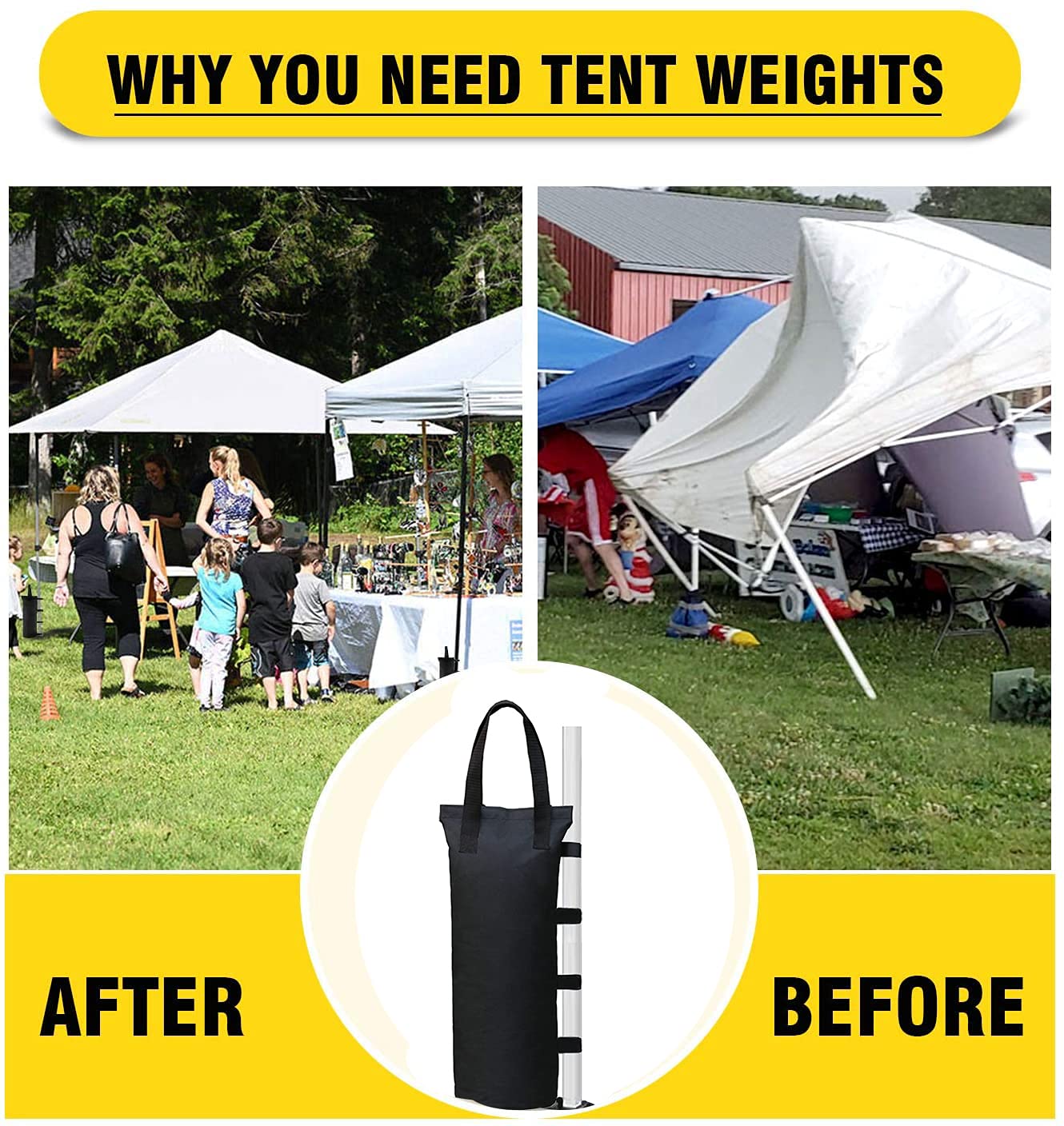 MOPHOEXII 4-Pack 112 LBS Extra Large Pop up Canopy Weights Sand Bags for Outdoor Pop Up Canopy Tent Gazebo Outdoor Instant Canopies Sand Bags without Sand - Black