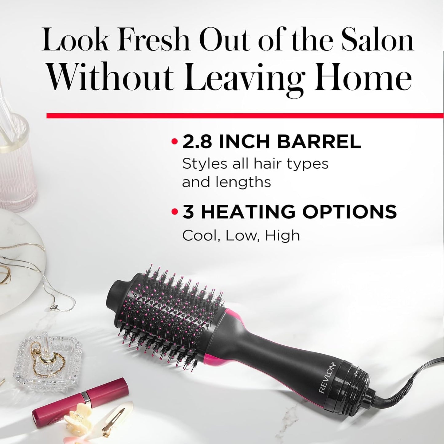 Revlon RVDR5222F One-Step Volumizer and Ionic Hair Dryer with Advanced Ionic Technology, Hot Air Brush, Less Frizz, 3 Heat/ 2 Speed Settings, Black