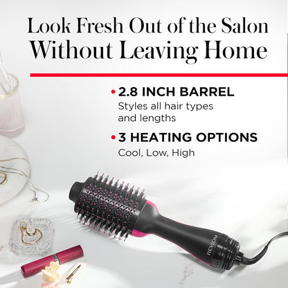Revlon RVDR5222F One-Step Volumizer and Ionic Hair Dryer with Advanced Ionic Technology, Hot Air Brush, Less Frizz, 3 Heat/ 2 Speed Settings, Black