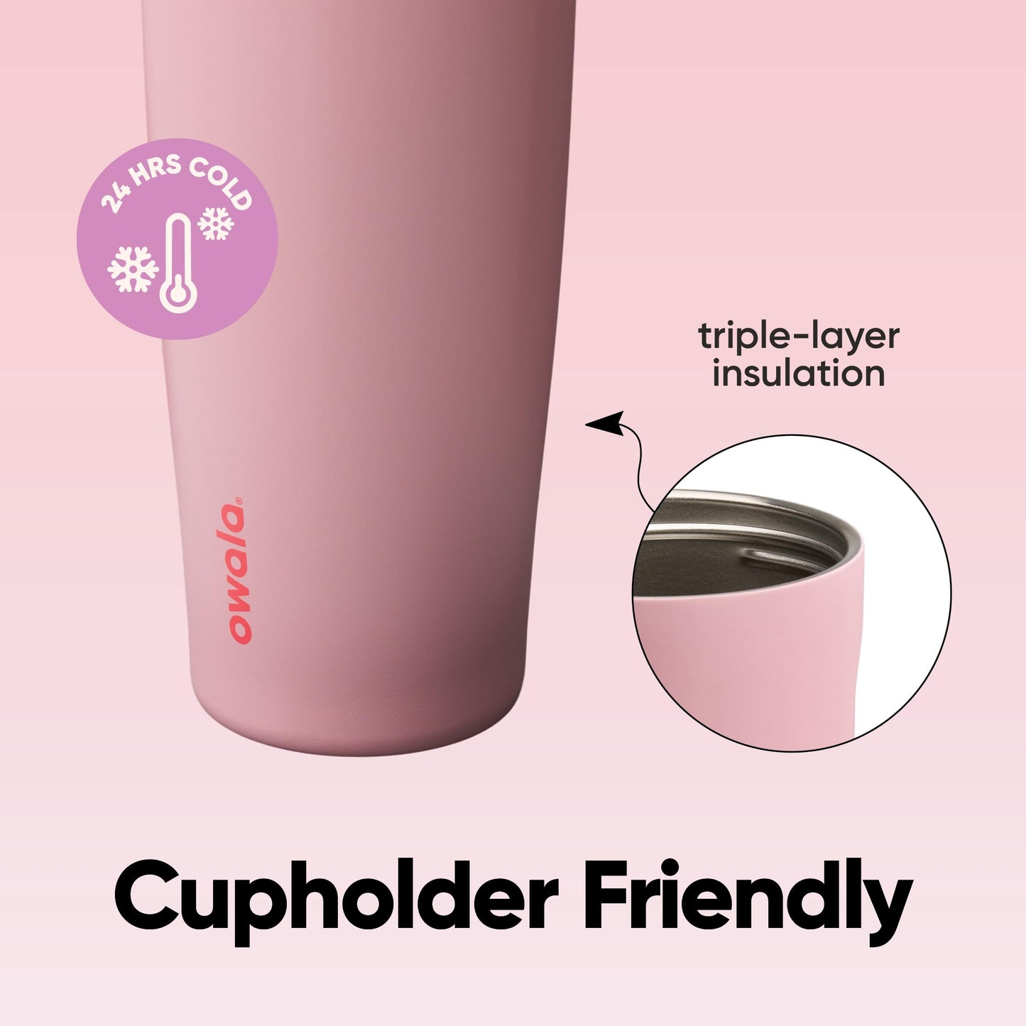 Owala FreeSip Sway Insulated Stainless Steel Water Bottle with Two-Way Spout, Built-In Straw and Bucket Handle, Made for Travel, School, and Sports, 40oz, BPA Free, Leak Proof, Angel Food Cake