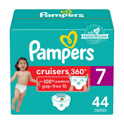 Pampers Diapers - Cruisers 360 degrees - Size 7, 44 Count, up to 100% Leakproof Fit, Designed for Active Babies, Pull On Diaper, EZ Off Tabs Designed for Easy Changes 🍁 All In One Marketplace Canada
