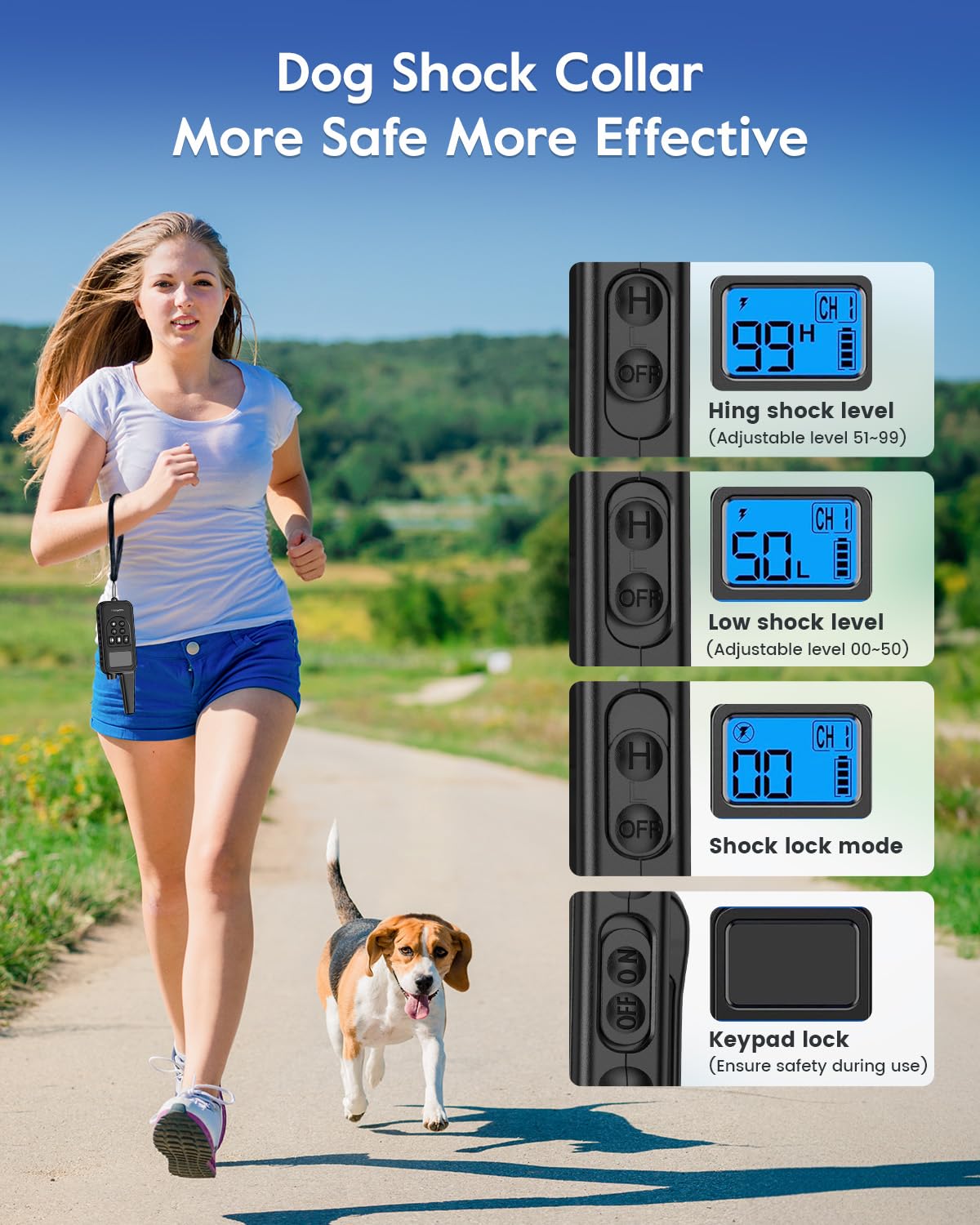 SLOPEHILL Dog Training Collar with Remote,4200Ft Electronic Shock Collars,Waterproof E-Collar Featuring Beep,Vibration,Shock,Light and Keypad Lock Mode,fit for Small Medium Large Dogs (Green) - Available at All In One Marketplace Canada