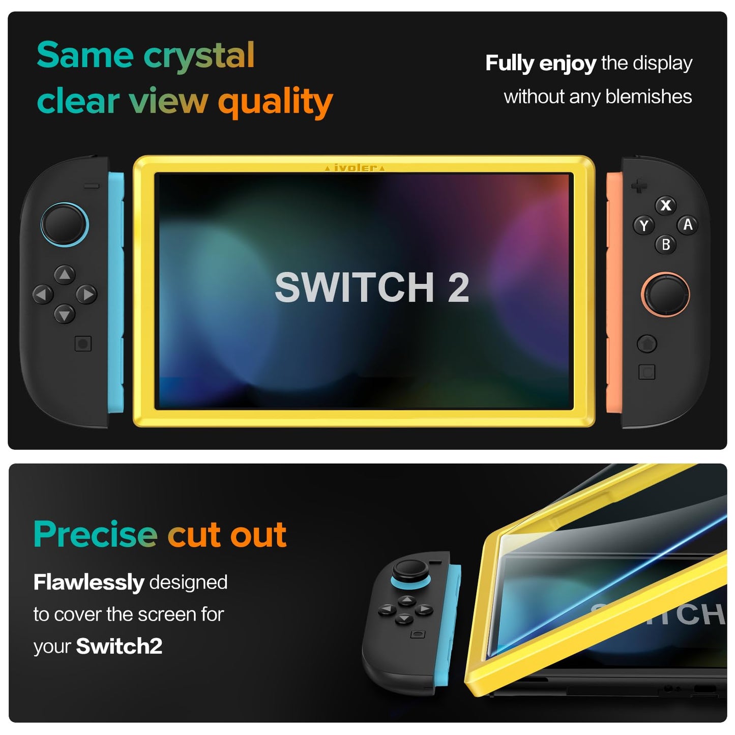 ivoler 4-Pack Screen Protector Tempered Glass for Nintendo Switch 2 Model 2025 with [Alignment Frame] Accessories Transparent HD Clear Anti-Scratch Screen Protector for Nintendo Switch 2, 7.9-Inch