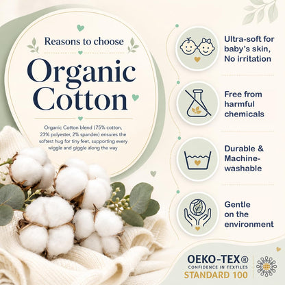 Mother's Choice Organic Cotton Baby Socks 0–6 Months, 12 Pairs Newborn & Infant Socks Soft Hypoallergenic Breathable Gentle On Delicate Skin Stretch Fit Comfortable Daily Essentials For Little Ones - Available at All In One Marketplace Canada