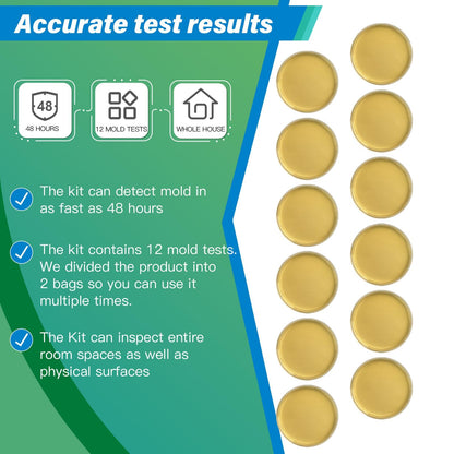 Mold Test Kit for Home - 12 Simple Detection Tests,Test HVAC System,Home Surfaces,& Indoor Air Quality Testing Kits,DIY Mold Detector at Home,Includes Detailed Mold Identification Guide,air Tester