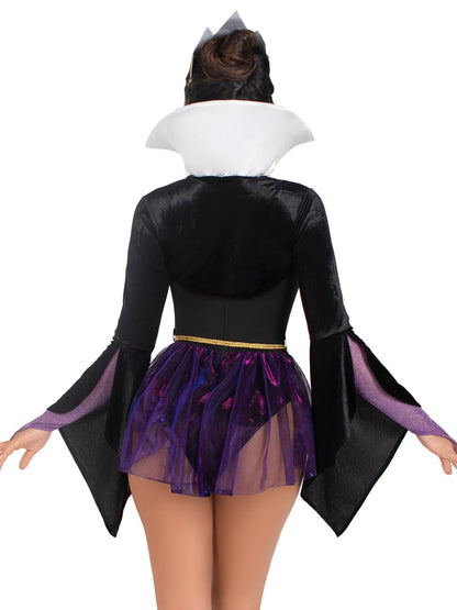 Déguisement d'Halloween 4 pièces Reine Pomme Empoisonnée pour femme Leg Avenue, noir/violet, petit