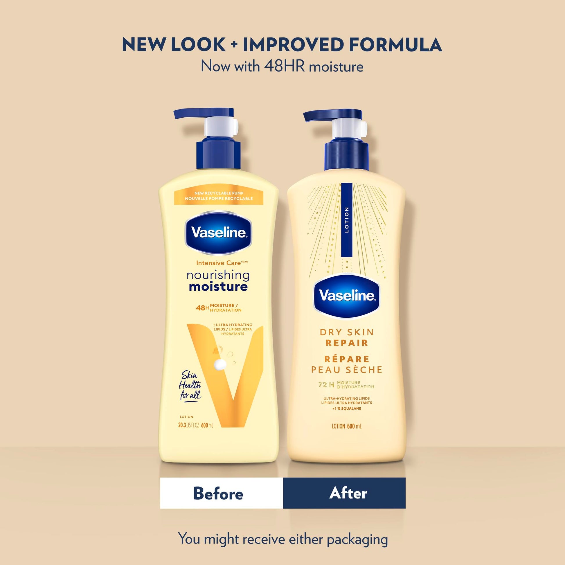 Vaseline Dry Skin Repair Lotion Ultra-Hydrating 72H Moisture, 600mL, 4-Pack Vaseline