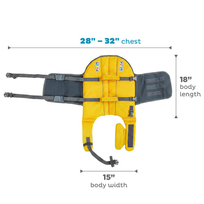 Outward Hound Granby Splash Dog Life Jacket with Handle, Reflective Floating Vest for Swimming & Boating, Maximum Buoyancy, All Skill Levels, Large Dogs (28–32" Girth), Yellow, Large