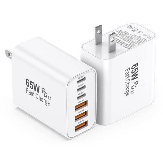 USB C Charger Block 65W, 2Pack 6-Port Type C Fast Charging Blocks - Available at All In One Marketplace Canada