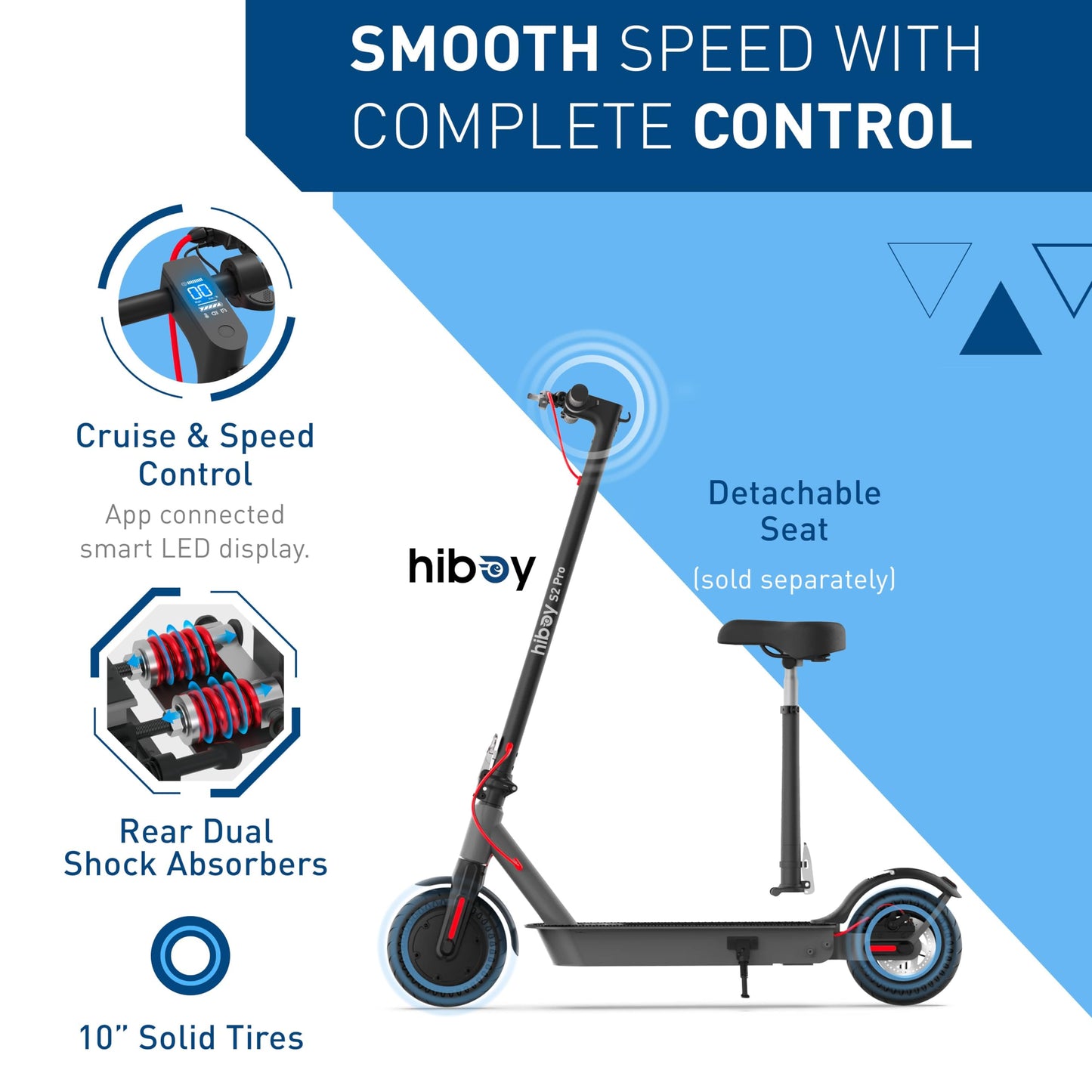Hiboy S2 Pro Electric Scooter, 500W Powerful Motor, 10" Solid Tires, 25Miles/40KM Range & 19Mph/30 KPH Folding Commuter Electric Scooter for Adults 🍁 All In One Marketplace Canada