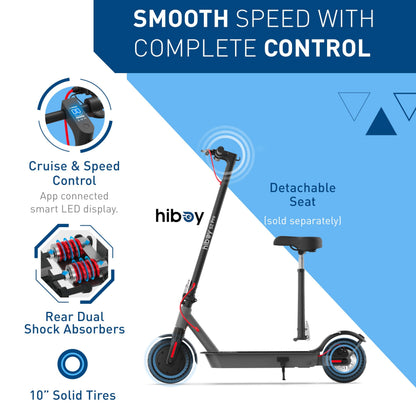 Hiboy S2 Pro Electric Scooter, 500W Powerful Motor, 10" Solid Tires, 25Miles/40KM Range & 19Mph/30 KPH Folding Commuter Electric Scooter for Adults 🍁 All In One Marketplace Canada