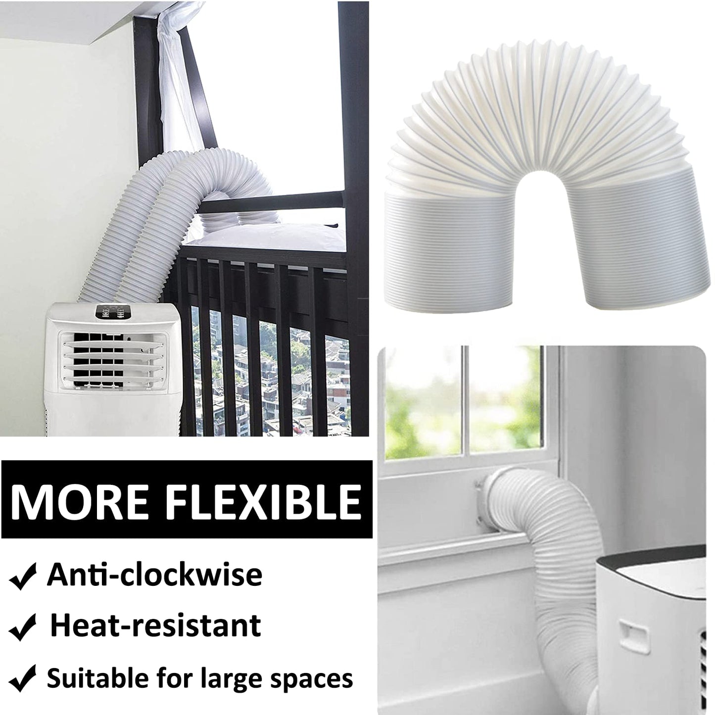 FUBININA 80" Portable Air Conditioner Hose, AC Hose with 5.9" Diameter, Anti-Clockwise Thread AC Exhaust Hose for Portable AC Vent Replacement Tube Compatible with LG Air Conditioner Part - Available at All In One Marketplace Canada