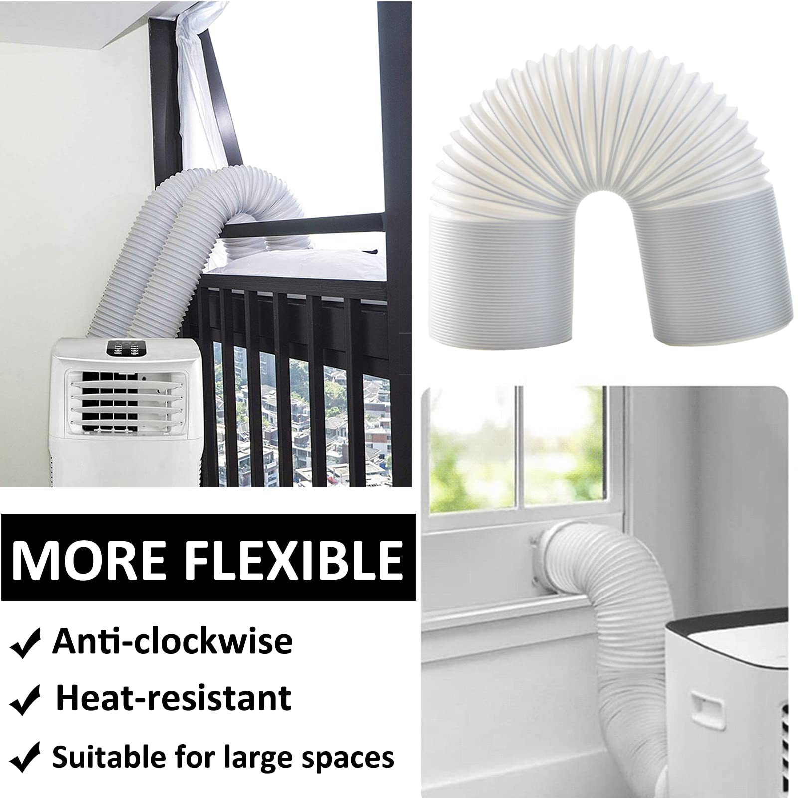 FUBININA 80" Portable Air Conditioner Hose, AC Hose with 5.9" Diameter, Anti-Clockwise Thread AC Exhaust Hose for Portable AC Vent Replacement Tube Compatible with LG Air Conditioner Part - Available at All In One Marketplace Canada