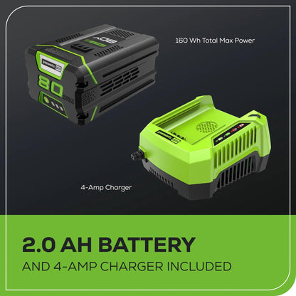 Greenworks 80V 16″ Brushless Cordless String Trimmer (2.0Ah Battery & Rapid Charger Included) – Variable Speed, .080 Dual Line Bump Feed & Lightweight for Yard, Garden & Lawn Grass Greenworks
