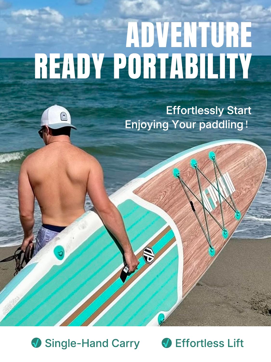 Niphean Inflatable Stand Up Paddle Board with SUP Accessories, 10'6'' All-Round Inflatable SUP, Anti-Slip EVA Deck, Inflatable Paddle Board for Adults & Youth