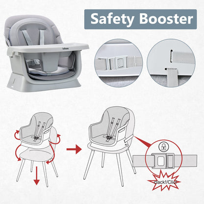 INFANS 8 in 1 Baby High Chair, Convertible Highchair for Babies and Toddlers, Infant Dining Booster Seat, Building Block Table, Kids Stool Table Chair Set with Removable Tray (Grey) INFANS