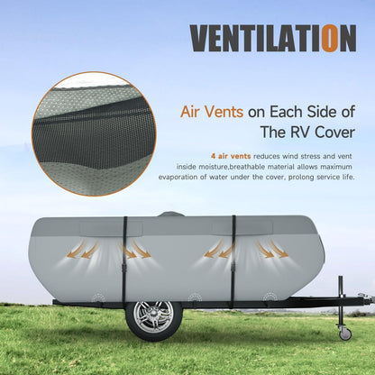 DikaSun Pop Up Camper Cover 10'-12', Upgraded 9-Layers Top Waterproof Pop-up Tent Trailer Cover Anti-UV Folding Camper RV Cover for Motor Home Winter Snow Protection 🍁 All In One Marketplace Canada