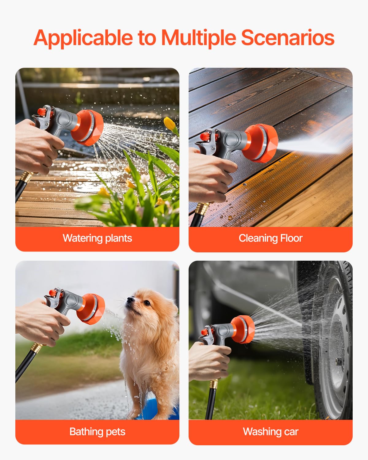 VEVOR Retractable Garden Hose Reel, 5/8 Inch x 100 ft Wall Mounted Hose Reel, Heavy Duty Garden Hose Reel with 9 Patterns Nozzle, Any Length Lock, Upgraded Slow Return System and 180°Swivel Bracket 🍁 All In One Marketplace Canada