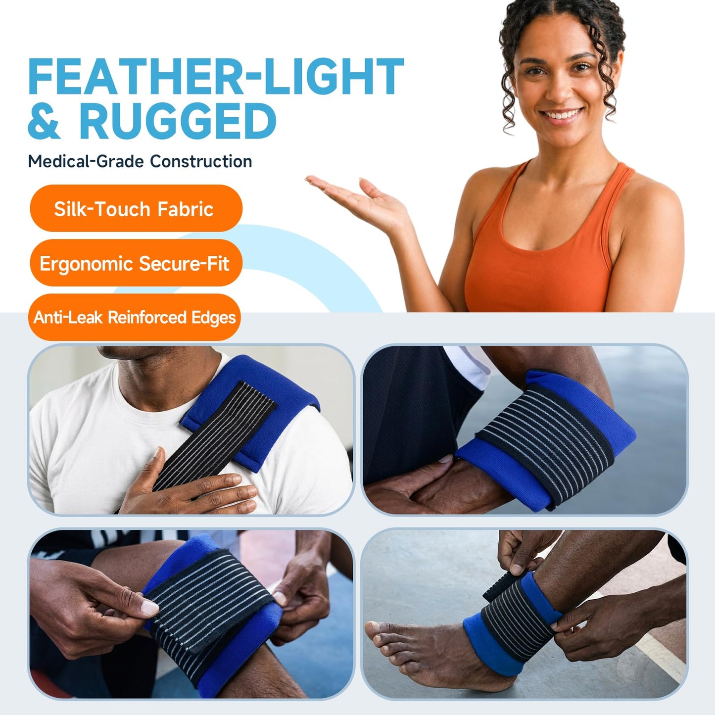 BICAREE Cold Gel Ice Packs Reusable for Injuries, Cold Compress - Relieves Muscle Pain, Sports Injury Recovery, Reduces Swellin (3-Piece Set) - Available at All In One Marketplace Canada